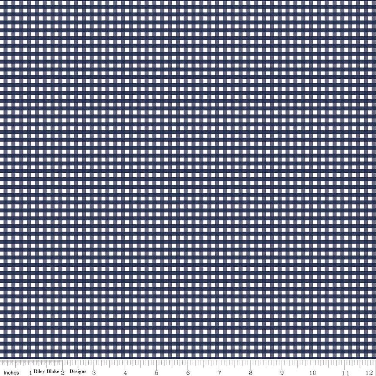 1/8 inch small gingham Navy fabric by Riley Blake Designs navy gingham quilting fabric