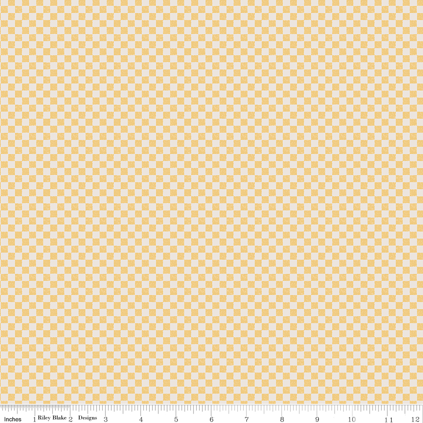 Check Please Ivory Honey fabric by Riley Blake Designs ivory and yellow tone on tone check quilting fabric