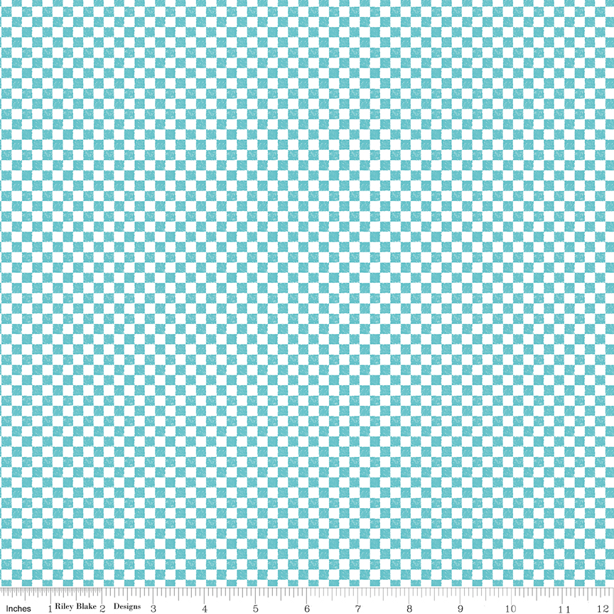 Check Please Peacock fabric by Riley Blake Designs teal tone on tone check quilting fabric
