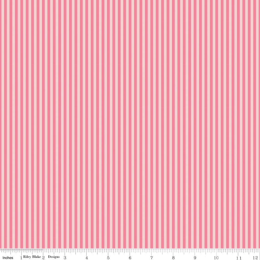 1/8 inch tonal stripe Sugar Pink fabric by Riley Blake Designs pink stripe quilting fabric