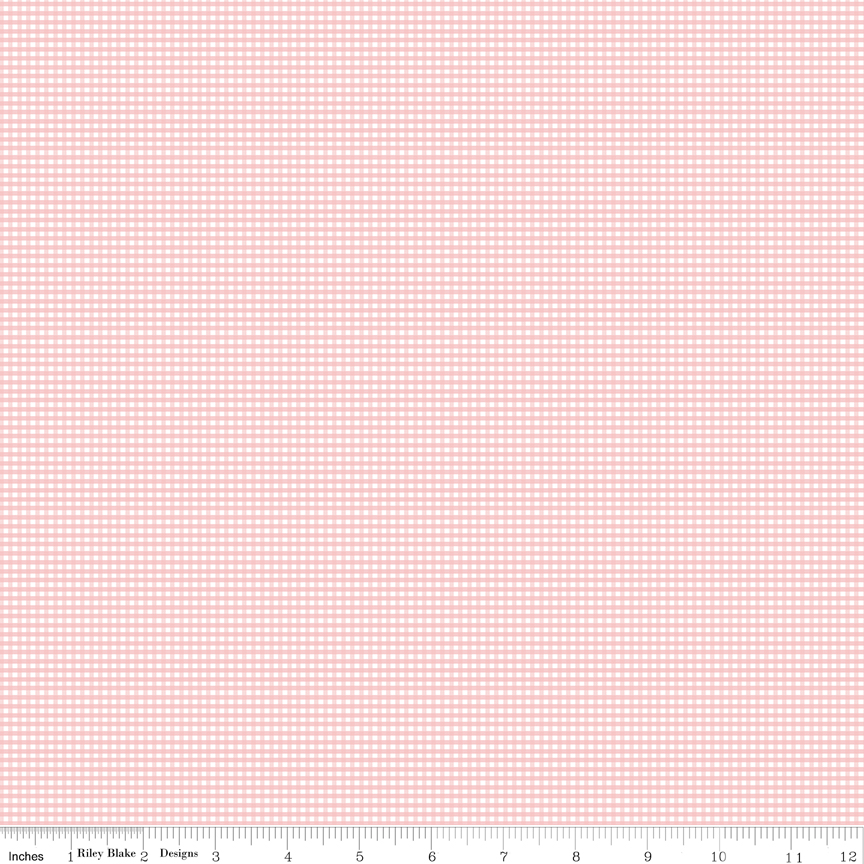 Micro Gingham Frosting fabric by Riley Blake Designs pink gingham quilting fabric