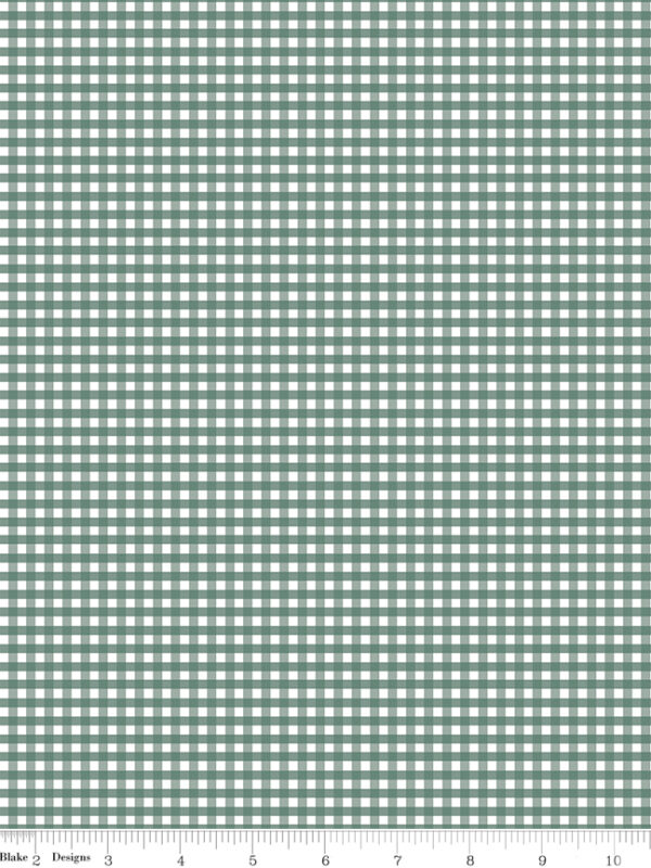 1/8 inch small gingham Lodge Pole fabric by Riley Blake Designs green gingham quilting fabric