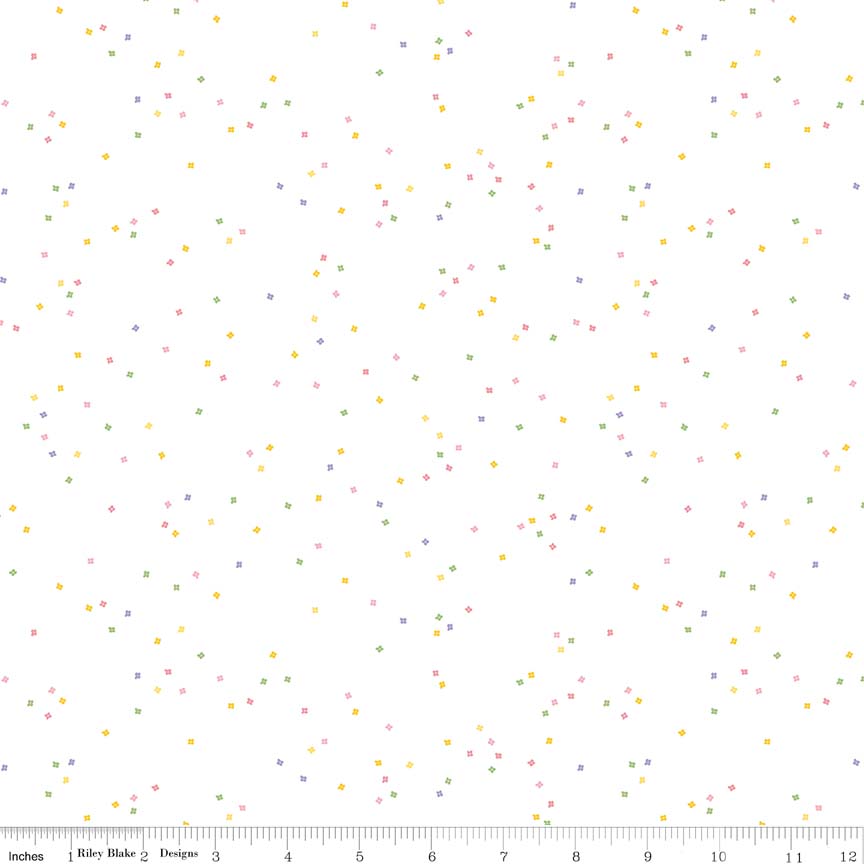 Blossoms White Spring fabric by Riley Blake Designs floral quilting fabric on white background
