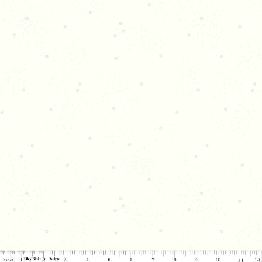 Dainty Daisy Cloud White fabric by Riley Blake Designs floral quilting fabric on white background