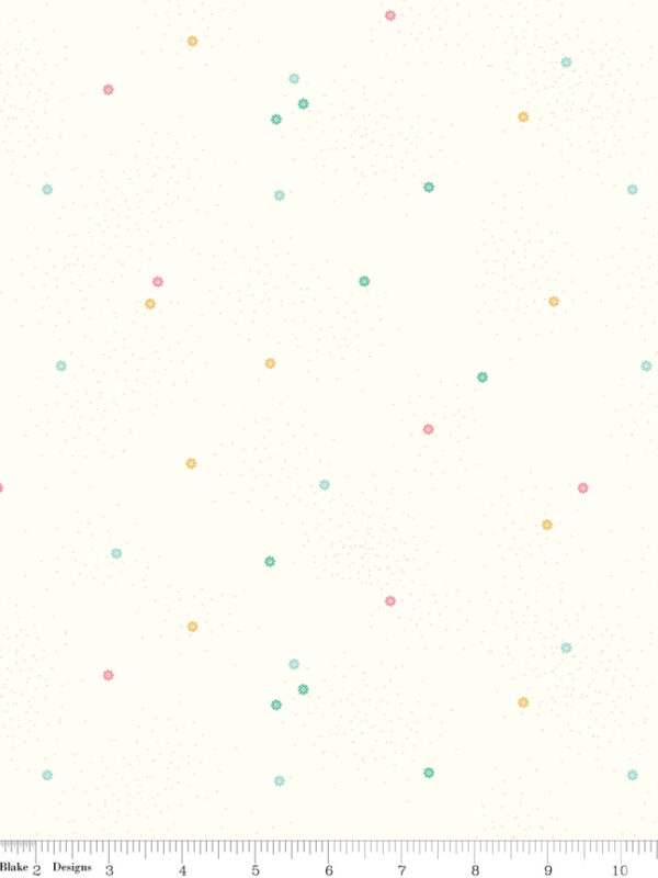 Dainty Daisy Vintage Pastels fabric by Riley Blake Designs pastel floral quilting fabric on white background