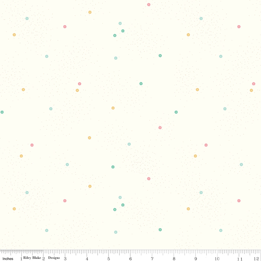 Dainty Daisy Vintage Pastels fabric by Riley Blake Designs pastel floral quilting fabric on white background