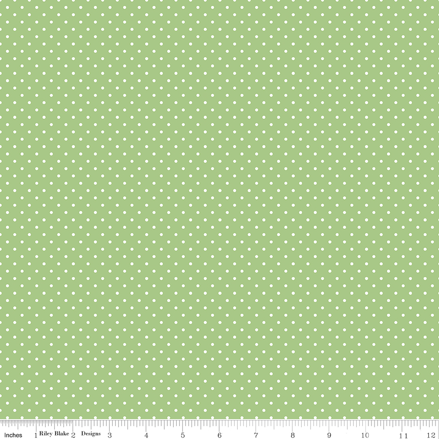 Swiss Dot Green fabric by Riley Blake Designs green polka dot quilting fabric