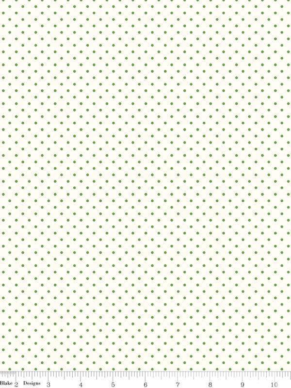 Swiss Dot Cream Clover fabric by Riley Blake Designs green polka dot quilting fabric on cream background