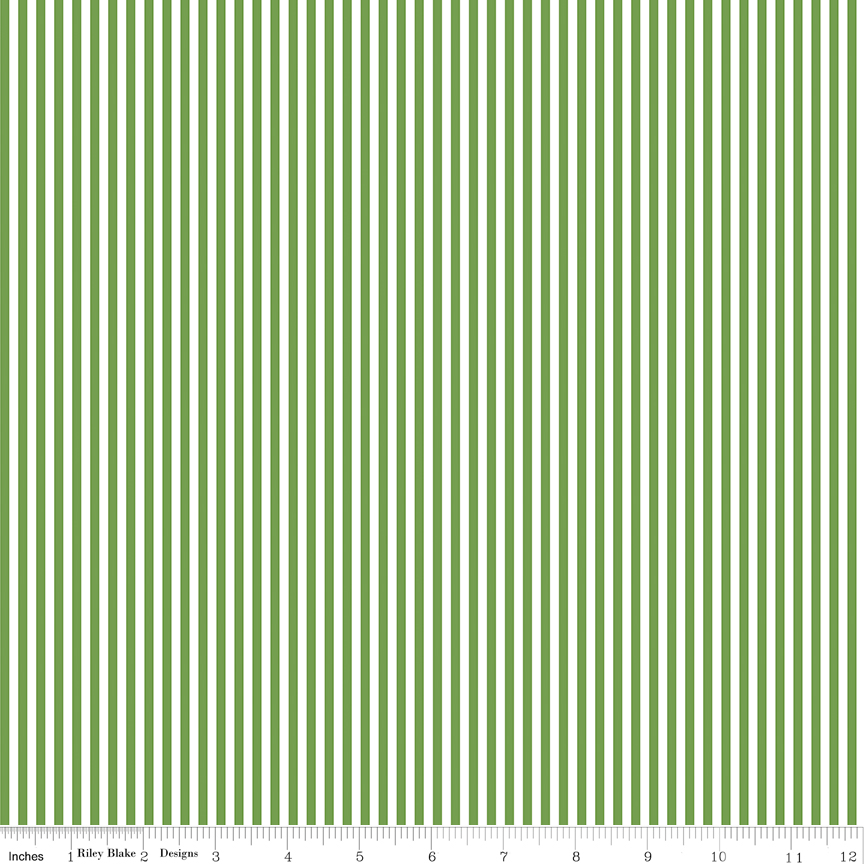 1/8 inch stripe Clover fabric by Riley Blake Designs green striped quilting fabric