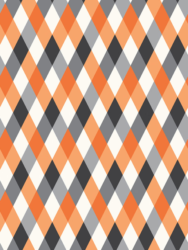 Frank and Friends Diamonds Orange fabric with geometric elongated diamond pattern