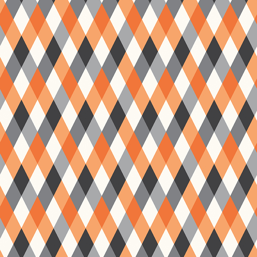 Frank and Friends Diamonds Orange fabric with geometric elongated diamond pattern