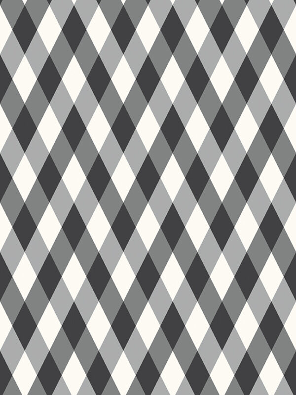 Frank and Friends Diamonds Black fabric with geometric elongated diamond pattern