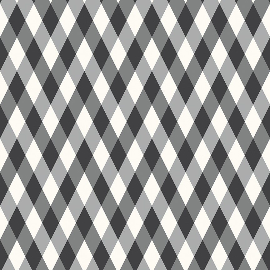 Frank and Friends Diamonds Black fabric with geometric elongated diamond pattern