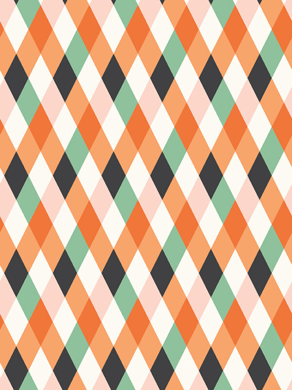 Frank and Friends Diamonds Multi fabric with geometric elongated diamond pattern in multiple colors