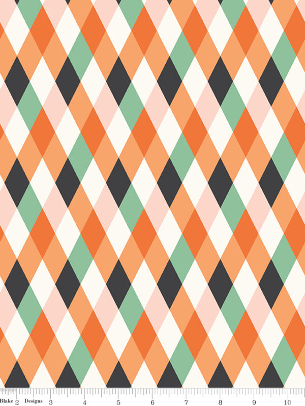 Frank and Friends Diamonds Multi fabric with geometric elongated diamond pattern in multiple colors