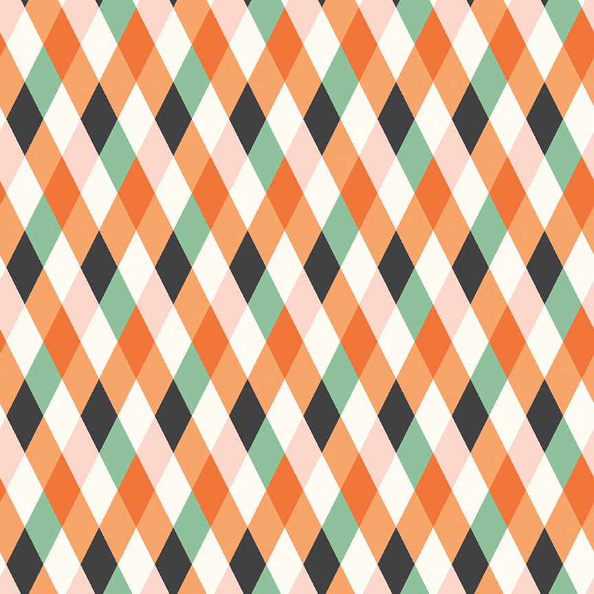 Frank and Friends Diamonds Multi fabric with geometric elongated diamond pattern in multiple colors