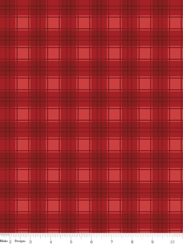 Evergreen Wishes Plaid Red fabric with traditional red plaid pattern