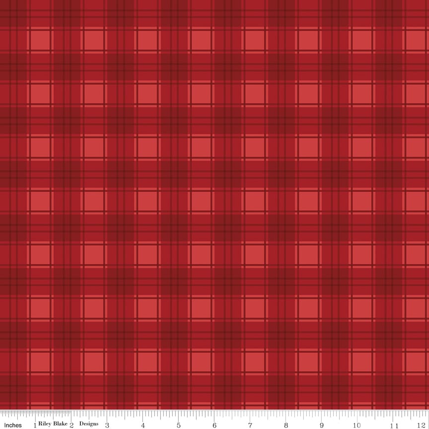 Evergreen Wishes Plaid Red fabric with traditional red plaid pattern