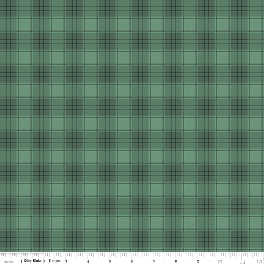 Evergreen Wishes Plaid Green fabric with traditional green plaid pattern