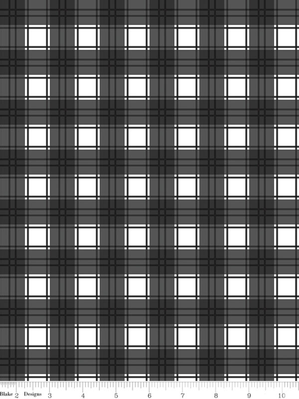Evergreen Wishes Plaid Black fabric with traditional black plaid pattern