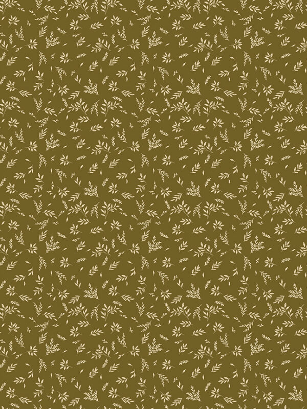 Bountiful Leaves Green fabric with scattered leaf pattern