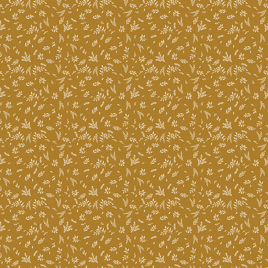 Bountiful Leaves Butterscotch fabric with scattered leaf pattern