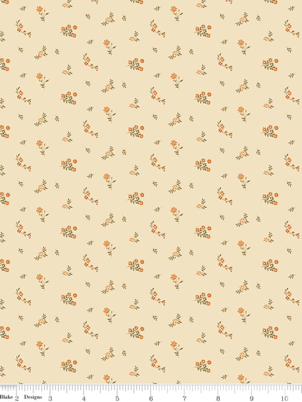 Bountiful Flower Toss Ivory fabric with small flowers and leaves on light background