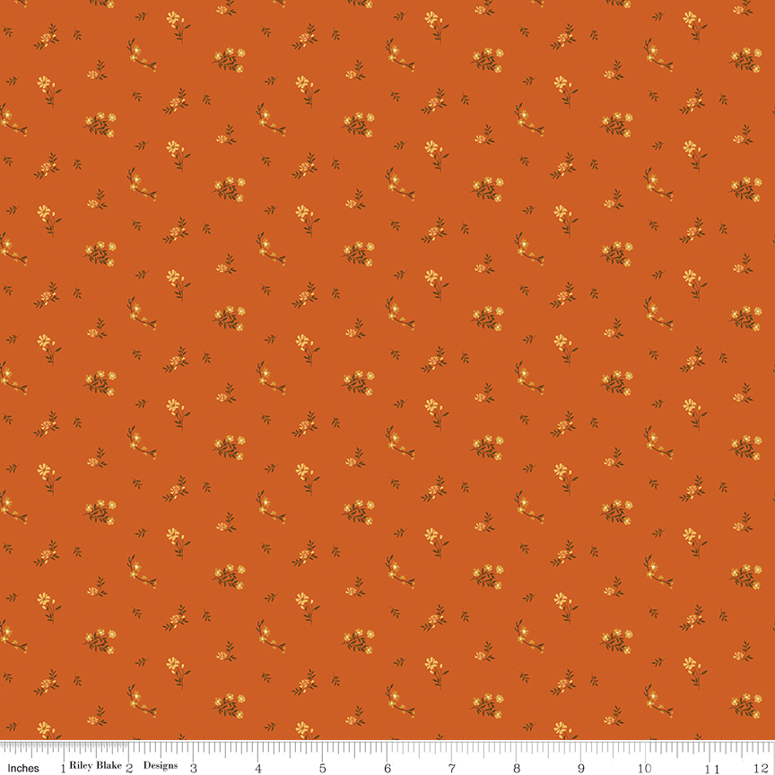 Bountiful Flower Toss Autumn fabric with flowers and leaves in fall colors