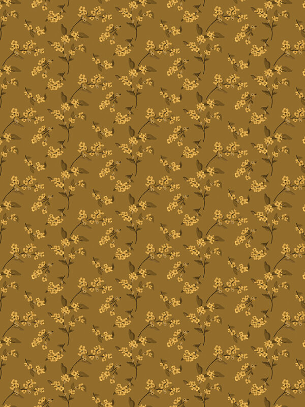 Bountiful Bittersweet Suede fabric with flowers and leaves pattern