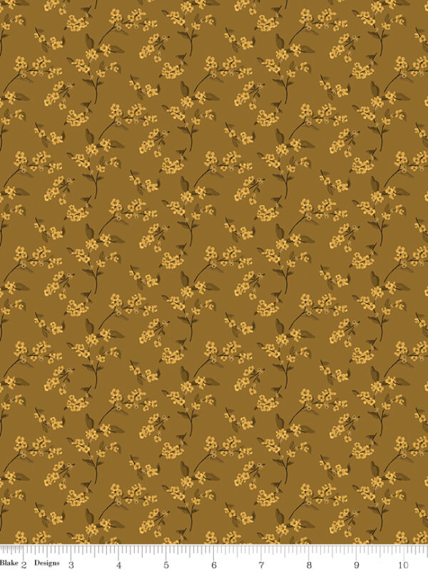 Bountiful Bittersweet Suede fabric with flowers and leaves pattern