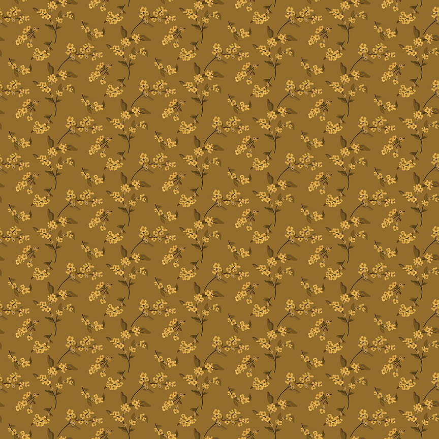 Bountiful Bittersweet Suede fabric with flowers and leaves pattern