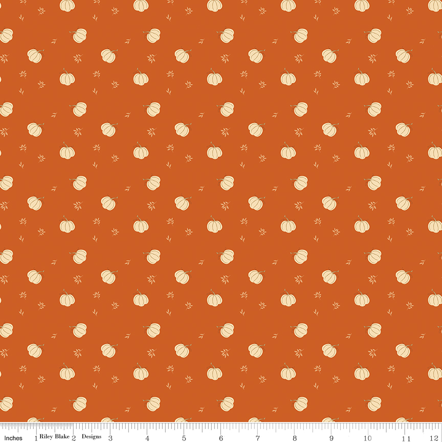 Bountiful Pumpkins Autumn fabric with pumpkins and leaves in fall colors