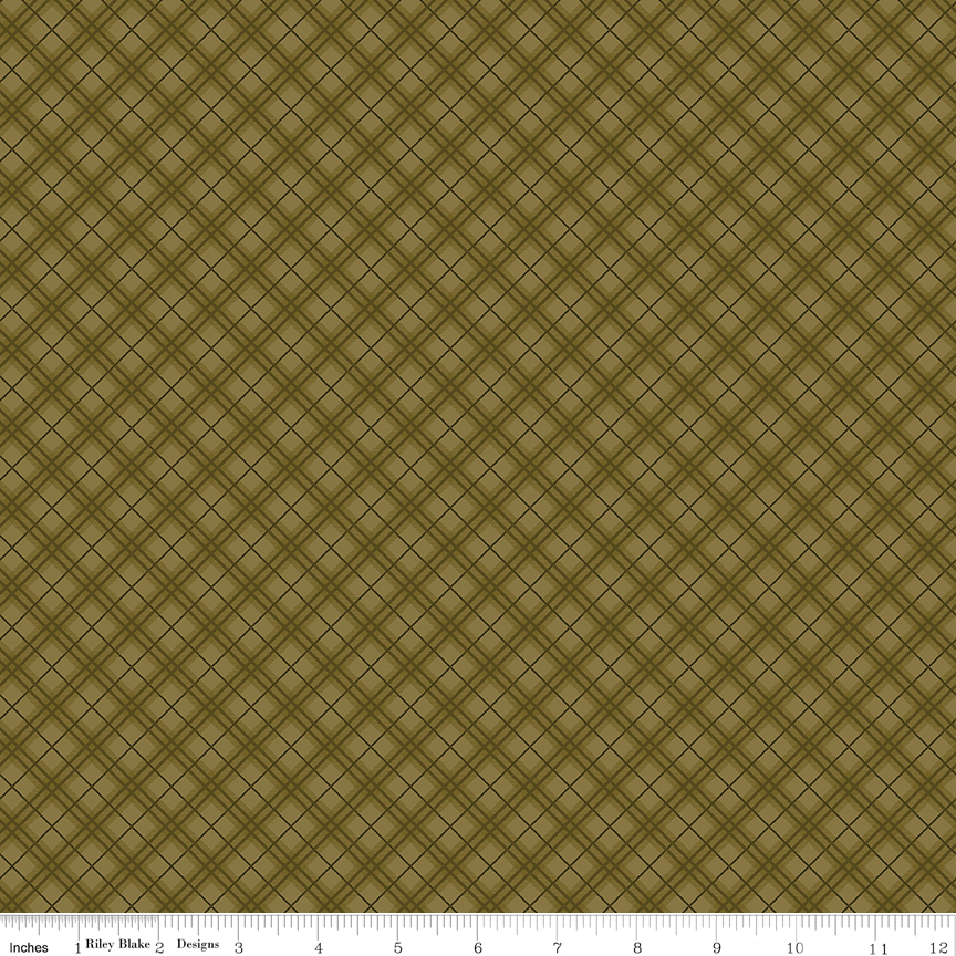 Bountiful Plaid Green fabric with tonal diagonal plaid pattern