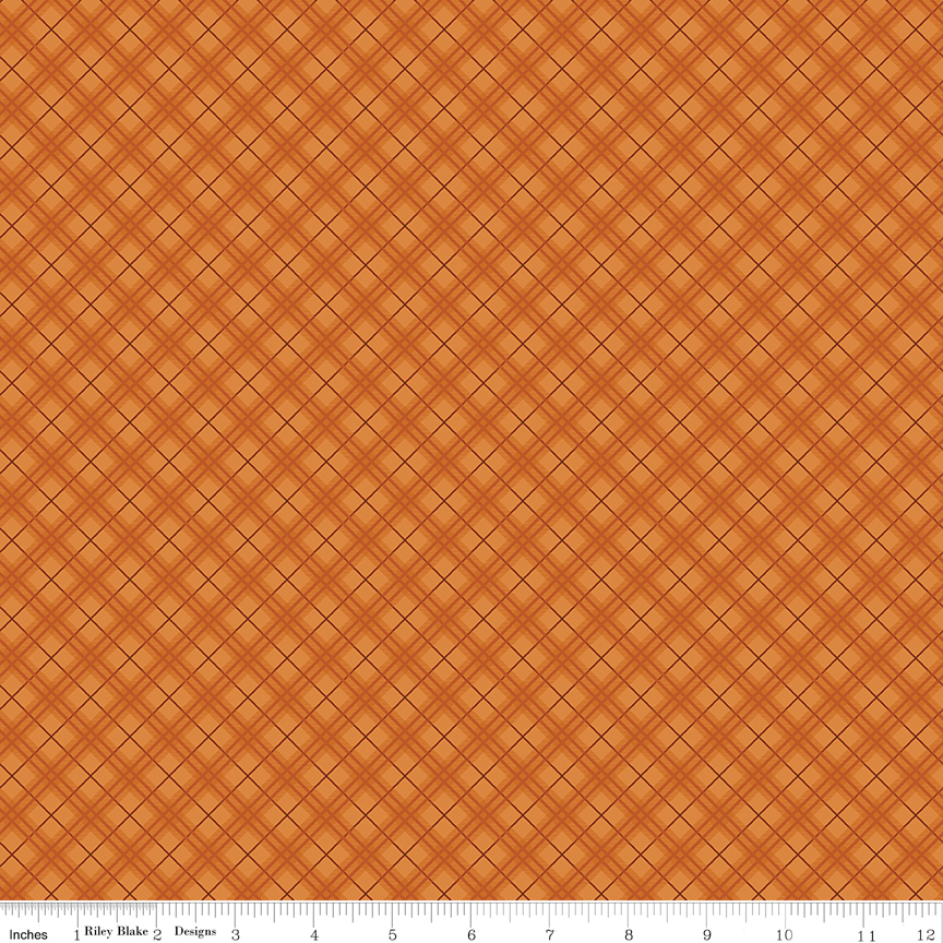 Bountiful Plaid Autumn fabric with tonal diagonal plaid in fall colors