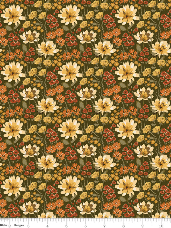 Bountiful Floral Shrubs fabric with dense field of flowers pattern