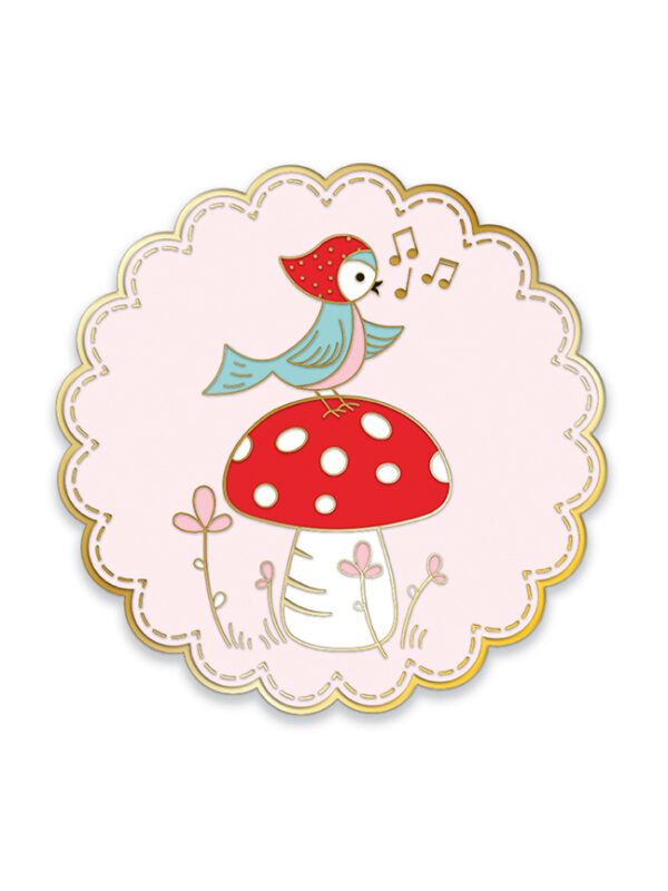 bird needle minder by Tasha Noel with magnetic backing for sewing