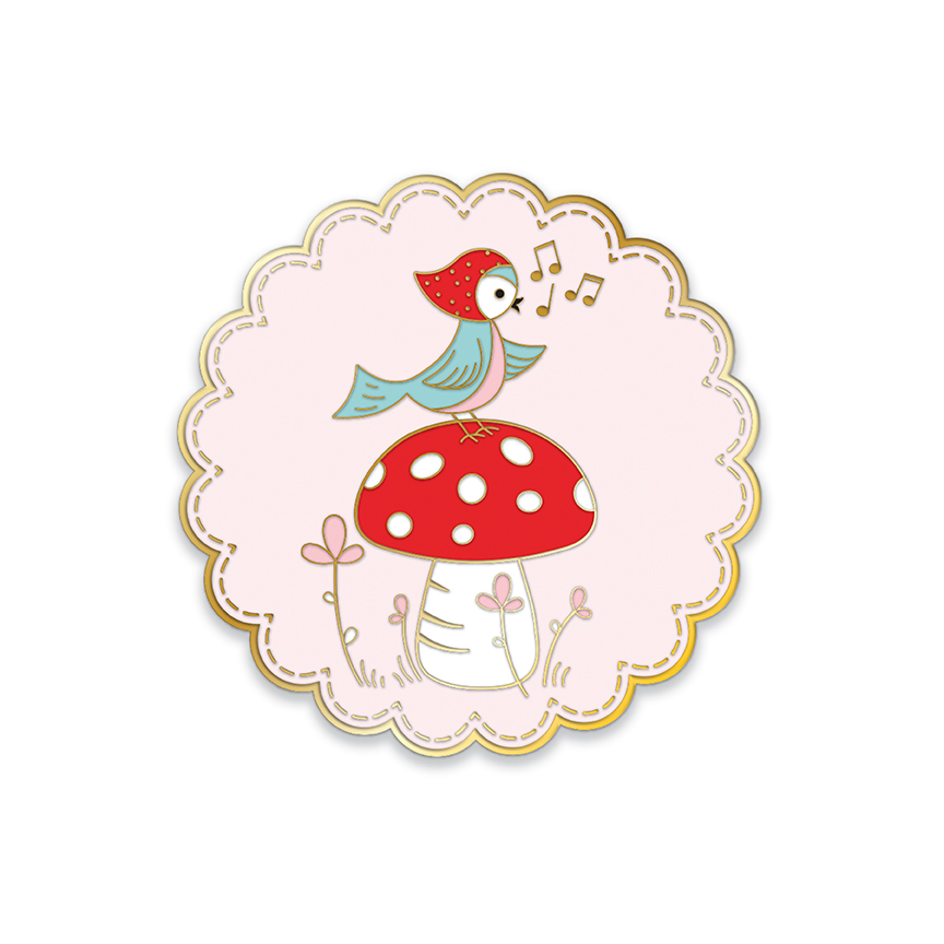 bird needle minder by Tasha Noel with magnetic backing for sewing