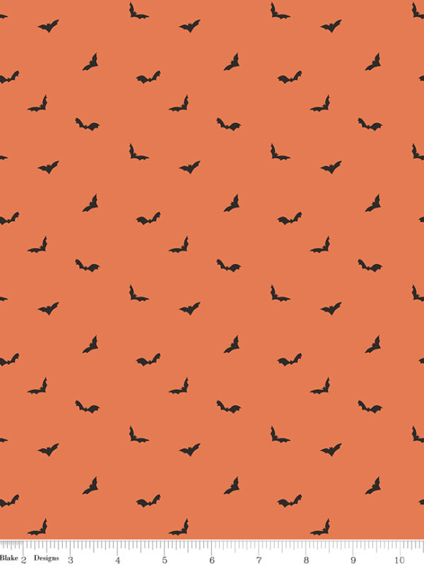 Apothecary Batwings Marmalade fabric with silhouetted bats in flight