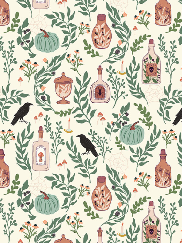 The Apothecary Main Cream Fabric by Alderwood Studio