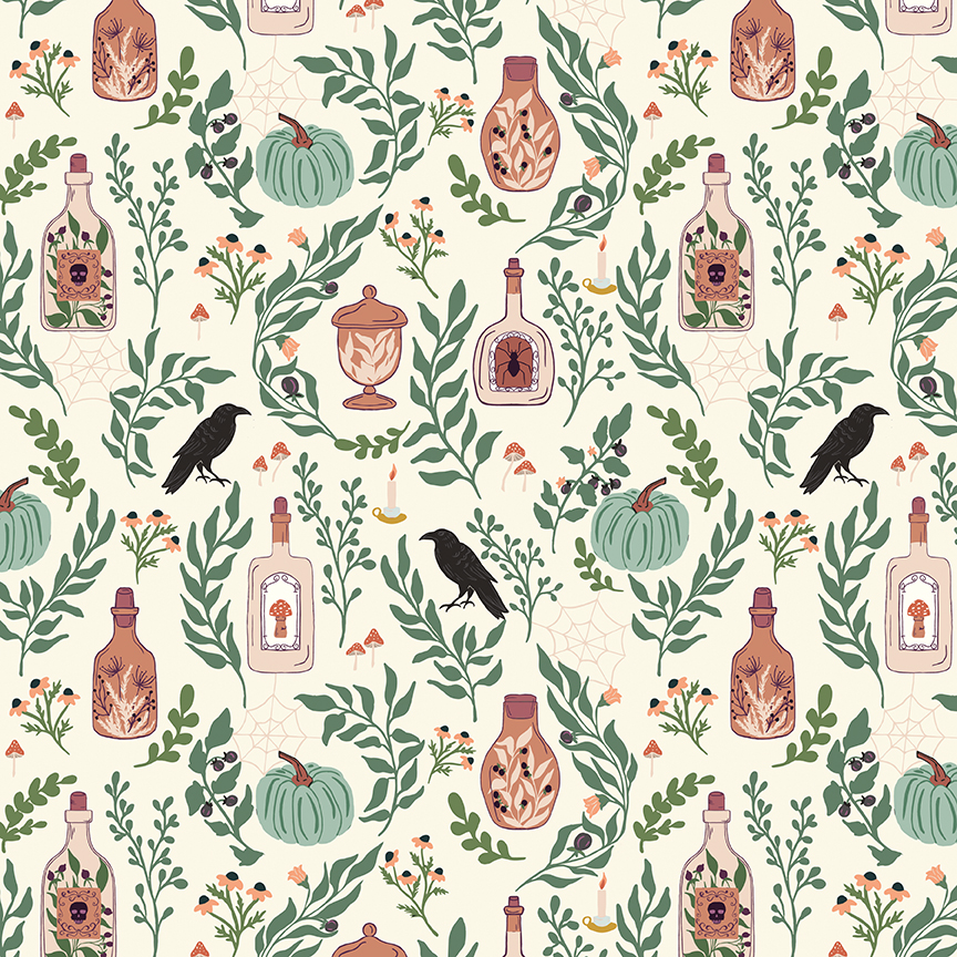 The Apothecary Main Cream Fabric by Alderwood Studio