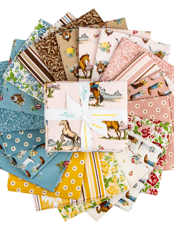 Cowgirl fat quarter bundle by Echo Park for Riley Blake Designs with 21 western themed fabrics