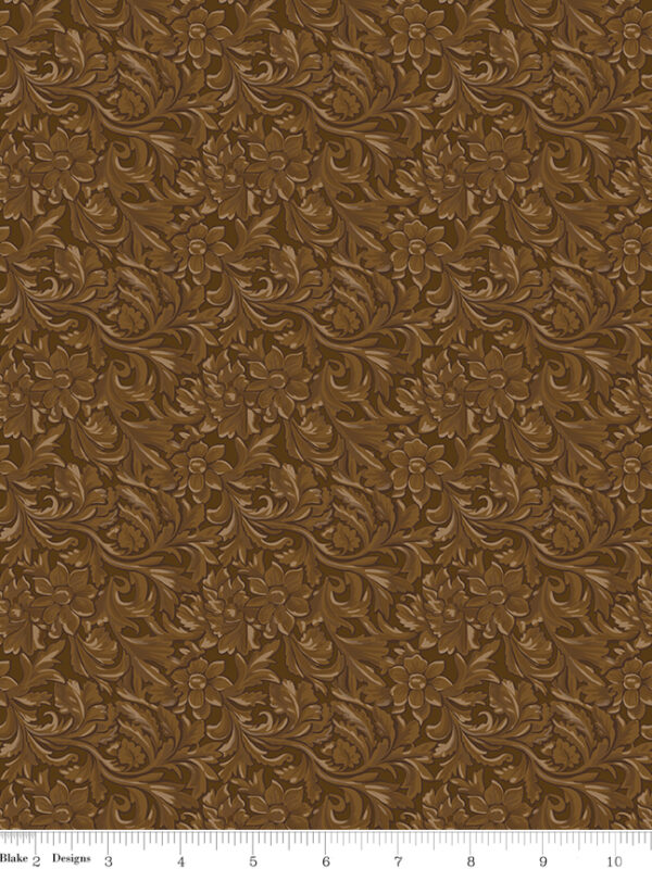 Cowgirl Leather Brown fabric by Echo Park for Riley Blake Designs tone on tone floral western print