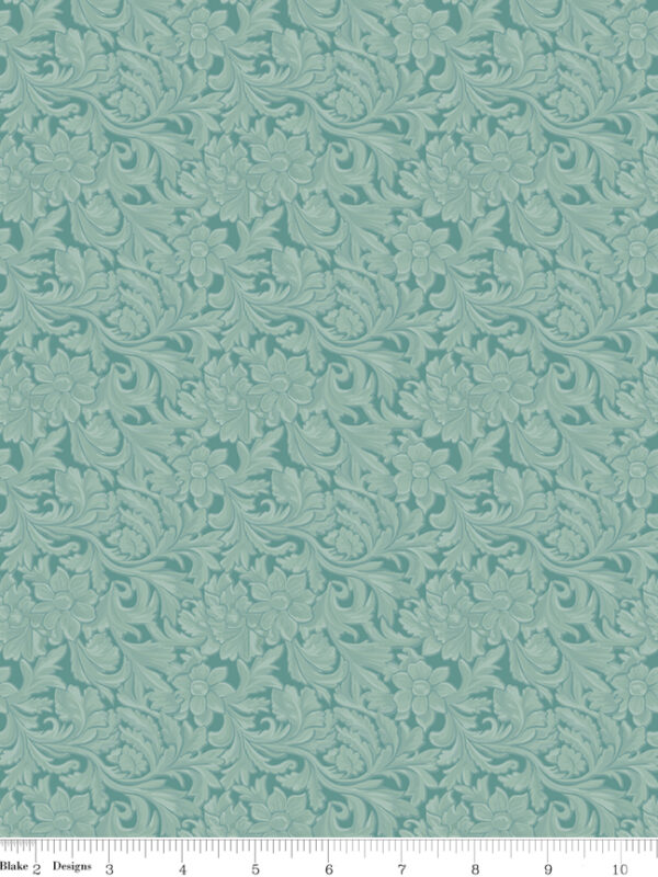 Cowgirl Leather Blue fabric by Echo Park for Riley Blake Designs tone on tone floral western print