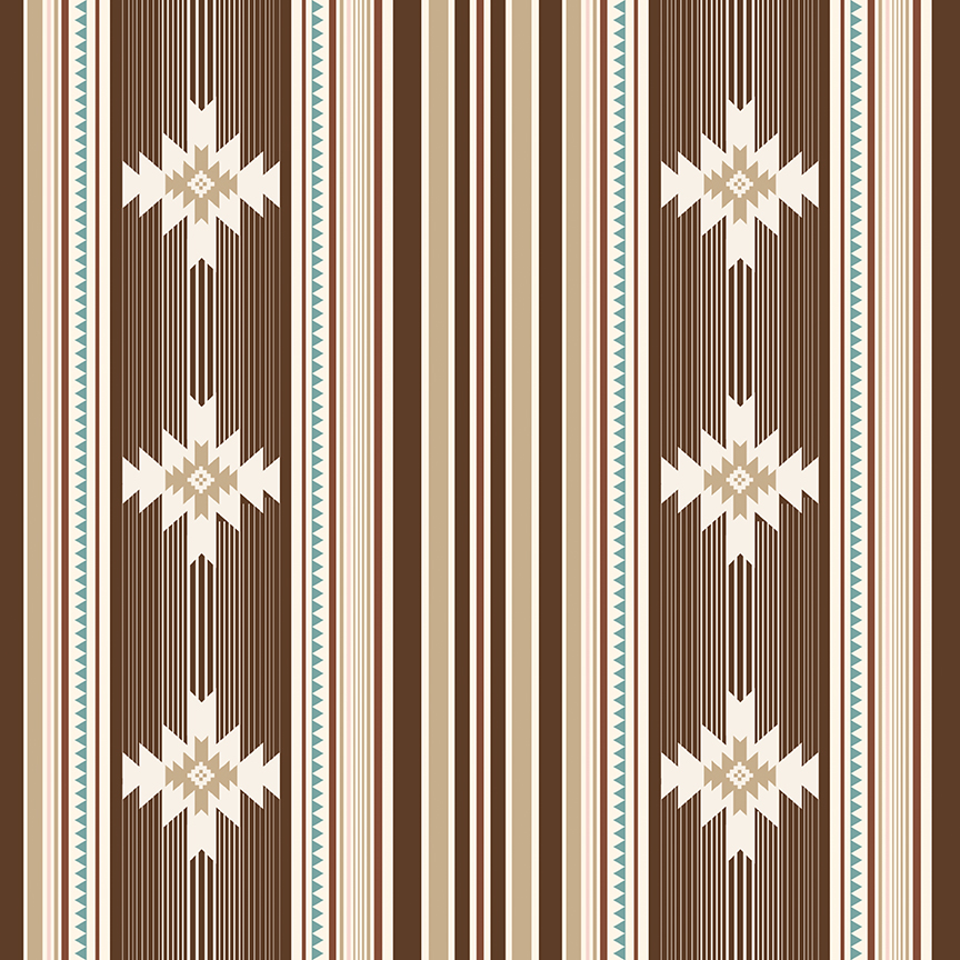 Cowgirl Blanket Brown fabric by Echo Park for Riley Blake Designs with geometric stripe print
