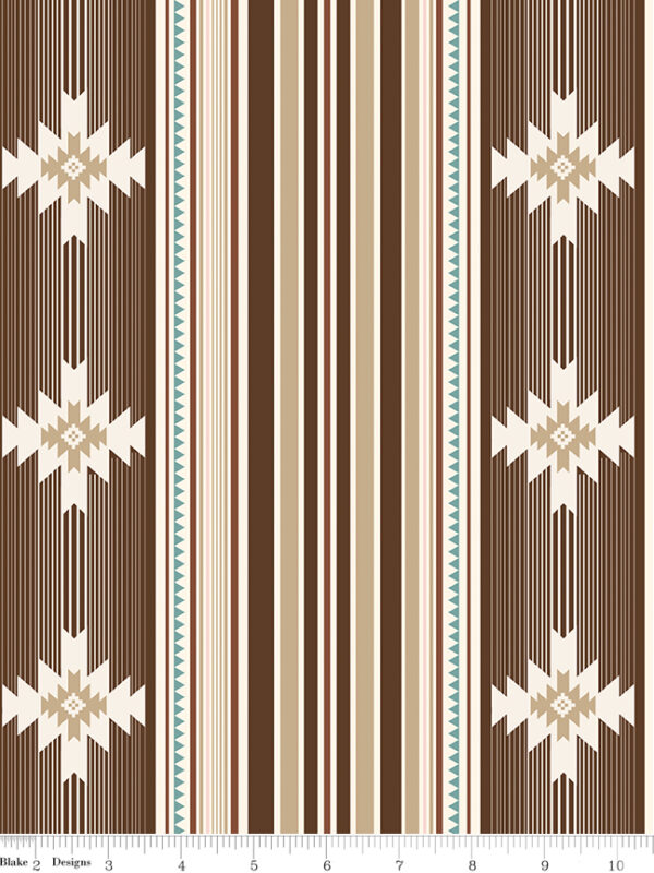 Cowgirl Blanket Brown fabric by Echo Park for Riley Blake Designs with geometric stripe print