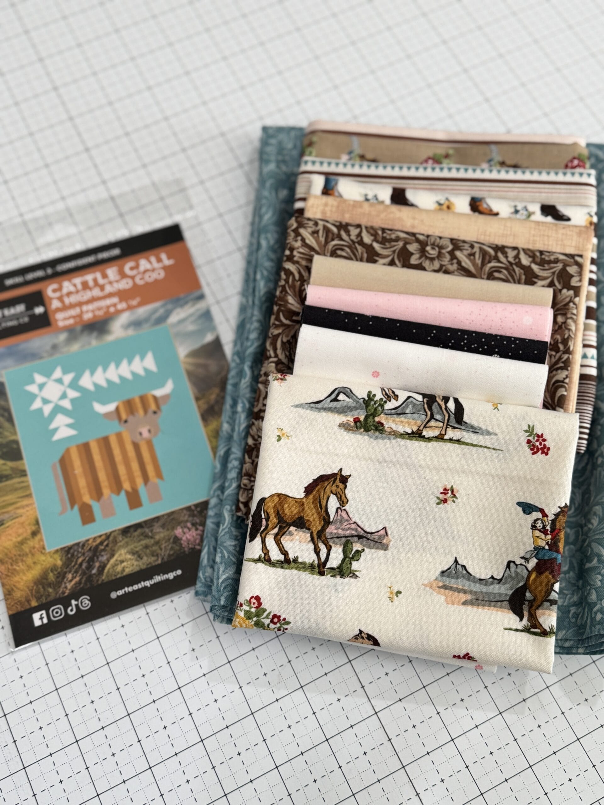 Cattle Call quilt kit fabric bundle with pattern Cowgirl fabric Echo Park quilt kit contents