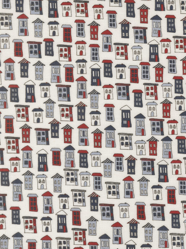 Independence Day vanilla american houses fabric Sweetwater Moda yardage