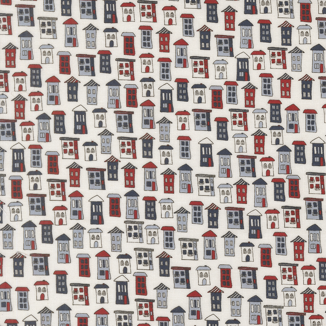 Independence Day vanilla american houses fabric Sweetwater Moda yardage