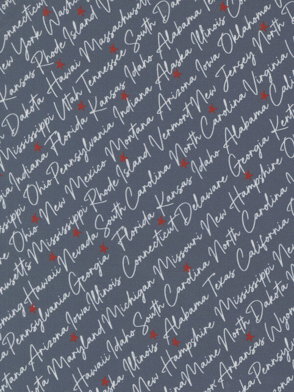 Independence Day indigo states fabric Sweetwater Moda yardage