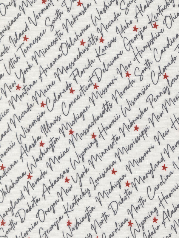 Independence Day vanilla states text fabric Sweetwater Moda yardage blue text
